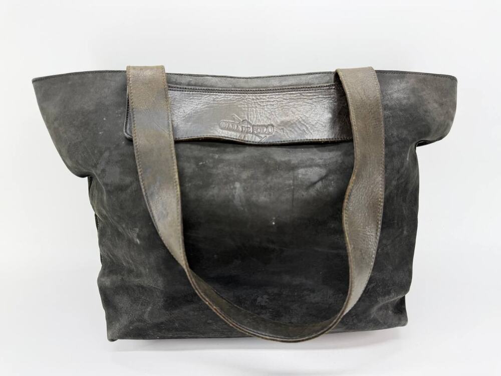 Casa De Polo Women's Gray Distressed Shoulder Tote Bag Large Zip Top